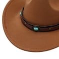 thumbnail image 4 of Povozer Kids Girls Boys Cowboy Cowgirl Hat Western Wide Brim Felt Fedora Hat with Buckle Belt,Size 3-8 Years,Khaki, 4 of 5