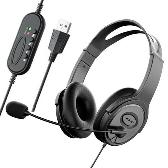 Auriculares Estéreo para Centro de Llamadas con Micrófono con Cancelación de Ruido para Zoom Skype Office Call Center Home Podcast