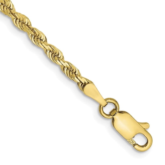 10K Yellow Gold 2.75mm Diamond-Cut Quadruple Rope Chain Bracelet for Women 7"