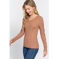 thumbnail image 4 of TheLovely Juniors & Plus Casual Long Sleeve V-Neck Thermal T-Shirts Top, 4 of 4
