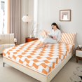thumbnail image 4 of Castle Fairy Female Men Adults Abstract Stripes Plaid Twin Sheet Sets 3pcs,Minimalist Geometric Twin Fitted Sheet Microfiber,Mid Century Minimalism Breathable Flat Sheet,Breathable Home Decor, 4 of 7