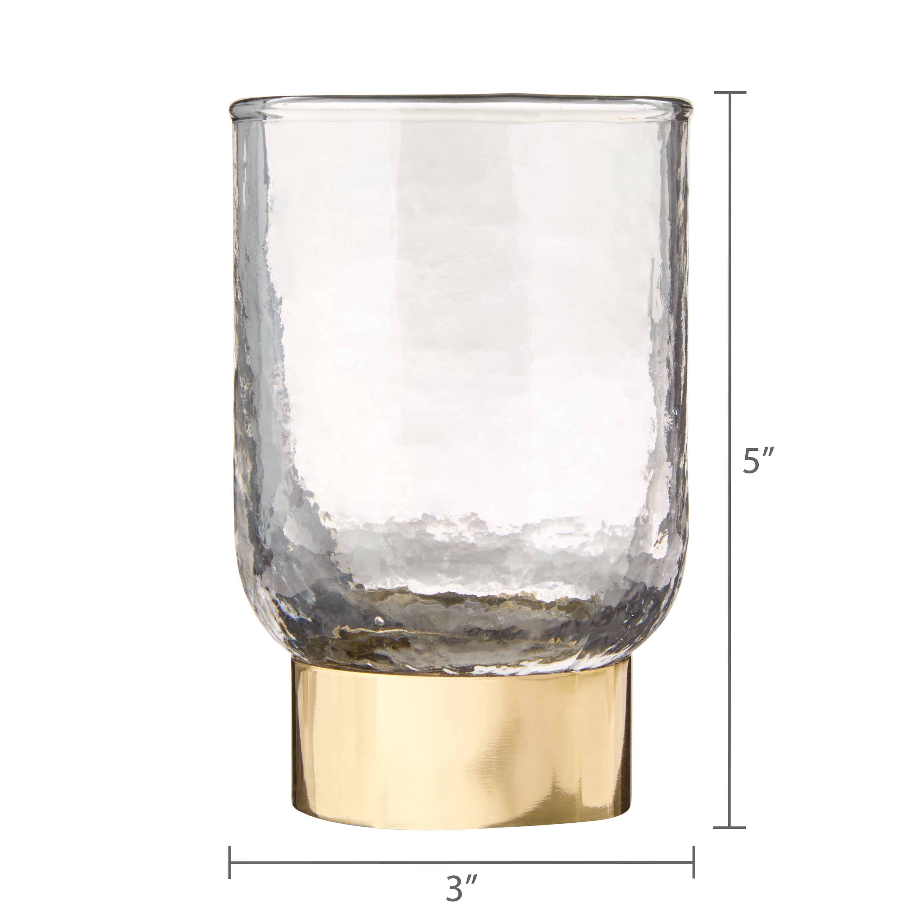 Hammered Glass with Gold Base Christmas Decoration, 5.5", by My Texas House