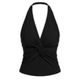 thumbnail image 5 of Molidfa Women's Halter Sleeveless Stretchable Slim Fit Solid Twist Front Camisole Top Summer Party Romantic, 5 of 5