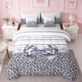 thumbnail image 2 of Erosebridal Leopard Satin Bow Ribbon King Bedding for Girls, Cheetah Animal Print Lace King Bed in a Bag, Gray Reversible 7pcs, 2 of 6