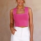 thumbnail image 2 of Moda mujer verano cuello cuadrado sin mangas sólido Casual Tank Top blusa Fridja gh3238, 2 of 9