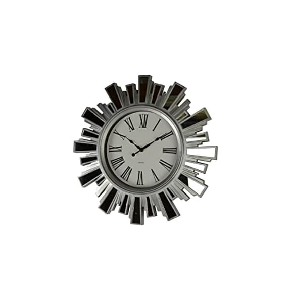 19" Inch Silver and Mirror Starburst Wall Clock