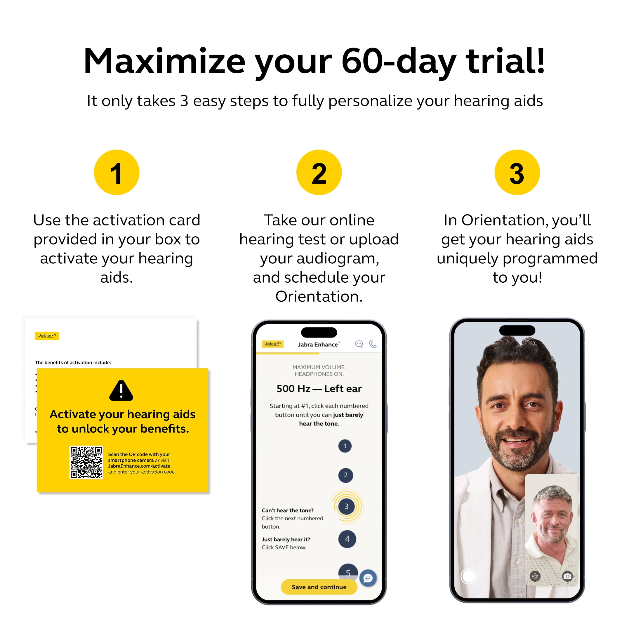 Jabra Enhance Select 50R, Medical-Grade, Behind-the-Ear Hearing Aid with Audiology Care & Bluetooth, Gray