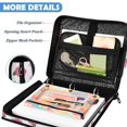 thumbnail image 5 of Zipper Binder with Shoulder Strap 2 inch 3 Ring Waterproof File Folder Organizer Bag 500 Sheet Pink Roses and Red Hearts, 5 of 8