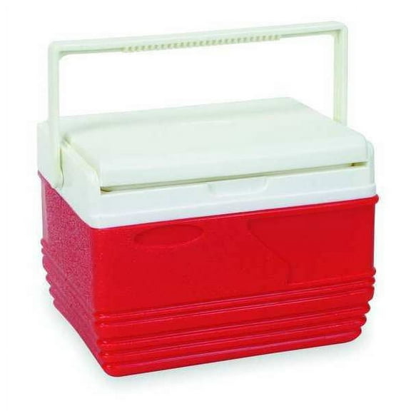 11.6 qt Personal Cooler, Plastic, Up to 12 hr Ice Retention, Red/White
