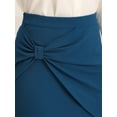 thumbnail image 5 of INSPIRE CHIC Women's High Waist Ruched Pencil Skirt Bow Detail Back Slit Midi Bodycon Skirt S Peacock Blue, 5 of 6