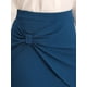 thumbnail image 5 of Falda lápiz de cintura alta con fruncidos para mujer INSPIRE CHIC, detalle de lazo, abertura trasera, midi, ajustada, talla XL, azul pavo real, 5 of 6