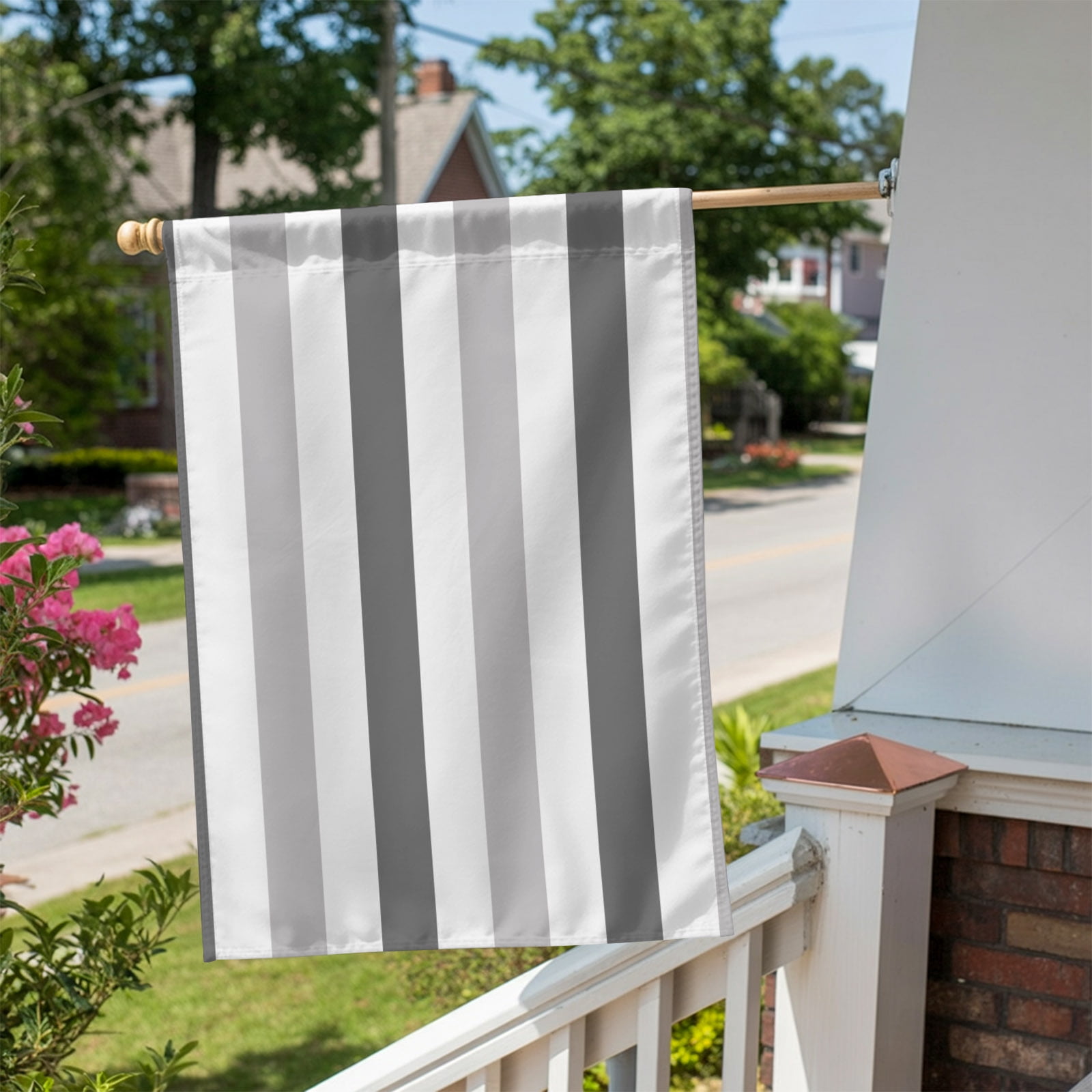 Grey Stripe House Flag 28 x 40 Inches, Classic Modern Weather Proof Outdoor Patio Flags Double Sided Small House Decoration for Yard Lawn Outside Home