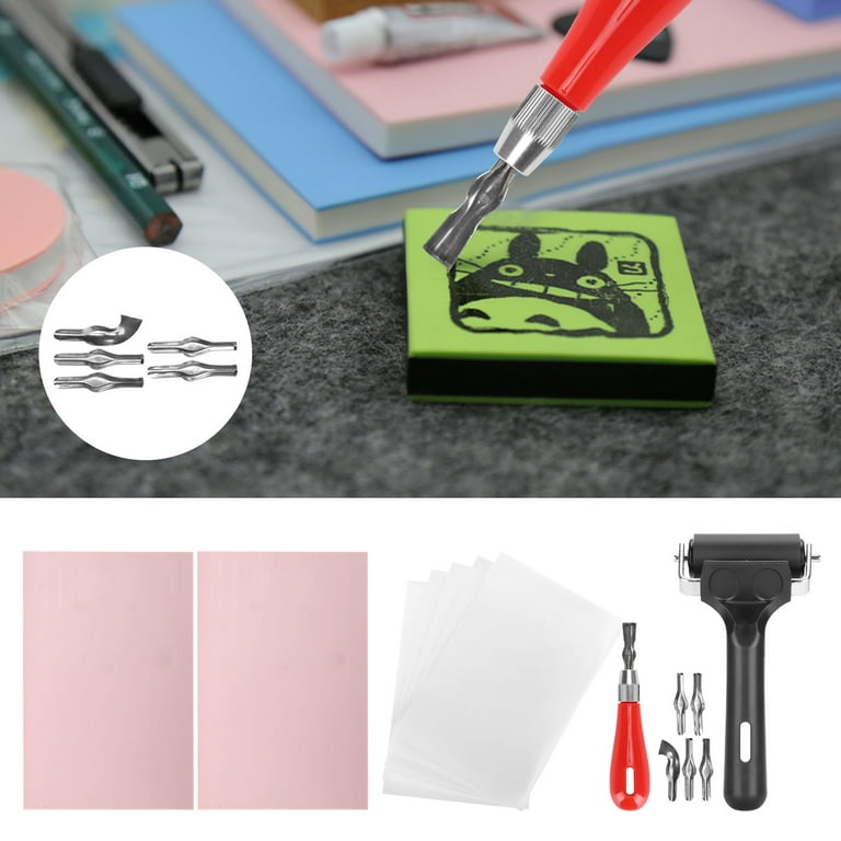 Rubber Block Stamp Carving Blocks Stamp Making Kit with Cutter Tools 5 Pack  Carving Rubber Stamps for Printmaking, Printing and More Crafts 