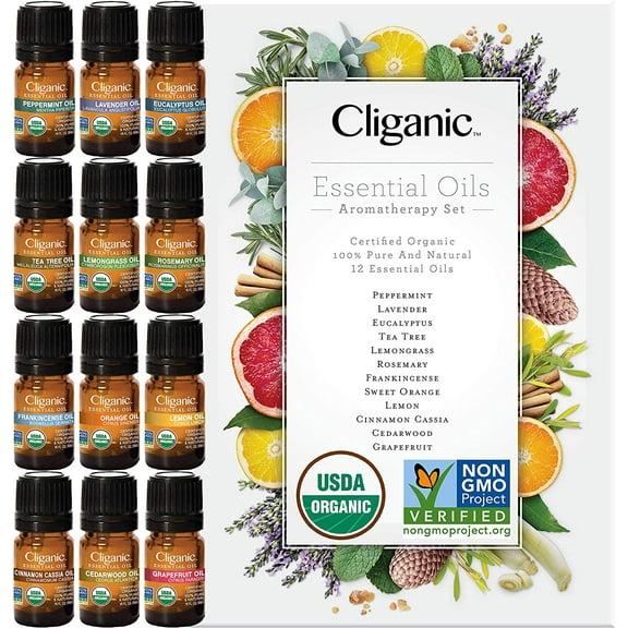 Cliganic Organic Aromatherapy Essential Oils Set (Top 12)