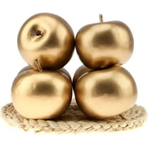 4pcs Artificial Gold Apple Fake Fruit Decoration Home Party Kitchen Christmas Display Photo Props