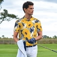 thumbnail image 3 of Rateoe Blue Striped Sunflower Pattern Men's Short Sleeve Polo Shirts, Golf Polo Shirts Short Sleeve Performance Moisture Wicking Dry-Medium, 3 of 6