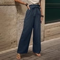 thumbnail image 5 of JJHGVB Palazzo Pants Wide Leg Pants Woman Women's Fashion Clothes For Every Occasion Cotton Linen Cardigan Summer Chic Womens Casual Pants Women'S Pants Blue 1 XL, 5 of 9