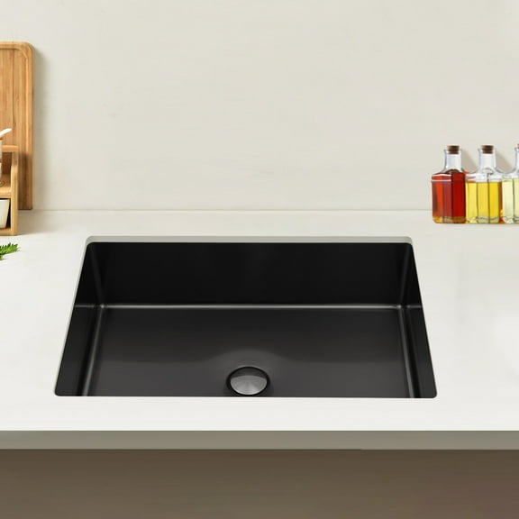 Modern Black Bathroom Sink Single Bowl Undermount Bathroom Wash Sink Rectangular Sink 23L Sturdy and Durable