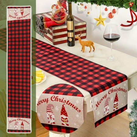 

HAXMNOU Plaid Table Runner 1 Pack 12.1x71.2 Inch Red And Black Checkered Non Woven Fabric Runner For Xmas Gatherings Indoor Party Decorations
