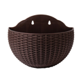 thumbnail image 7 of Yahome 1 Pcs Plastic Imitation Rattan Flowers Planter Semicircle Wall Hanging Flower Pot Wall-Mounted Planter with Drainage Plant Baskets for Home Office Garden Balcony (Brown), 7 of 7