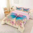 thumbnail image 3 of Homewish Gradient Butterfly Full Size Comforter Sets for Girls, Pink Floral Flower Bedding Comforter Set, Pink Reversible, 3-Piece 1 Comforter and 2 Pillowcases, 3 of 6