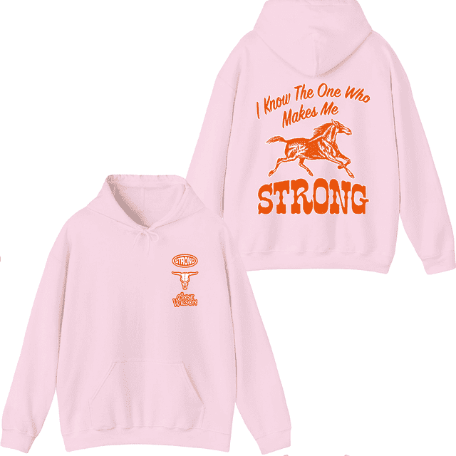 Anne Wilson Merch Strong Chandail à Capuchon Imprimé Mode Unisexe Hommes Femmes Manches Longues chandail,S,Rose