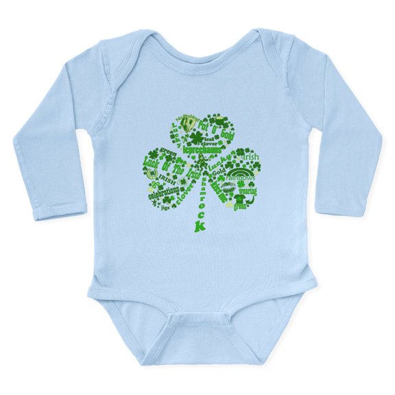 CafePress - St Paddys Day Shamrock Long Sleeve Infant Bodysuit - Long Sleeve Cotton Baby Bodysuit