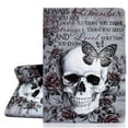 thumbnail image 4 of Fire HD 10 2021/ HD 10 Plus Case 11th Generation 2021 Released, Allytech PU Leather Slim Folio Kickstand Smart Cover Auto Sleep Flip Shell Skin Case for Amazon Kindle Fire HD 10 2021,Butterfly Skull, 4 of 6