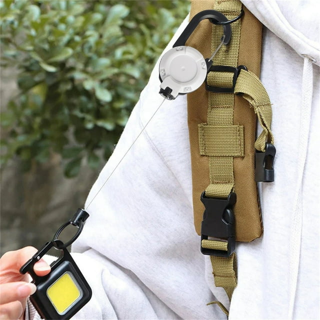 Porte-clés en Luya Automatique Rétractable pour l'Extérieur avec Corde Métallique, Support de Badge Rétractable Robuste, Porte-Clés Rétractable, Supports de Badges Rétractables Robustes