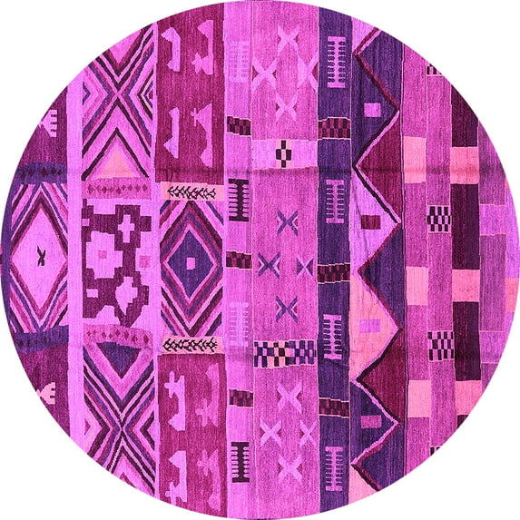 Ahgly Company Indoor Round Solid Pink Modern Area Rugs, 7' Round