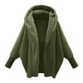 thumbnail image 1 of WEIYLL Womens Fleece Jacket Long Sleeve Solid Color Fuzzy Open Front Hooded Cardigans Pocket Army Green Fall Tops Size 2XL, 1 of 4