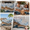 thumbnail image 5 of Blue Brown Moire Outdoor Waterproof Pillow Covers, Ombre Contemporary Geometric Decorative Square Throw Pillowcase Sofa Cushion Sham for Patio/Couch/Chair, 26"x26" 2 Pack, 5 of 8