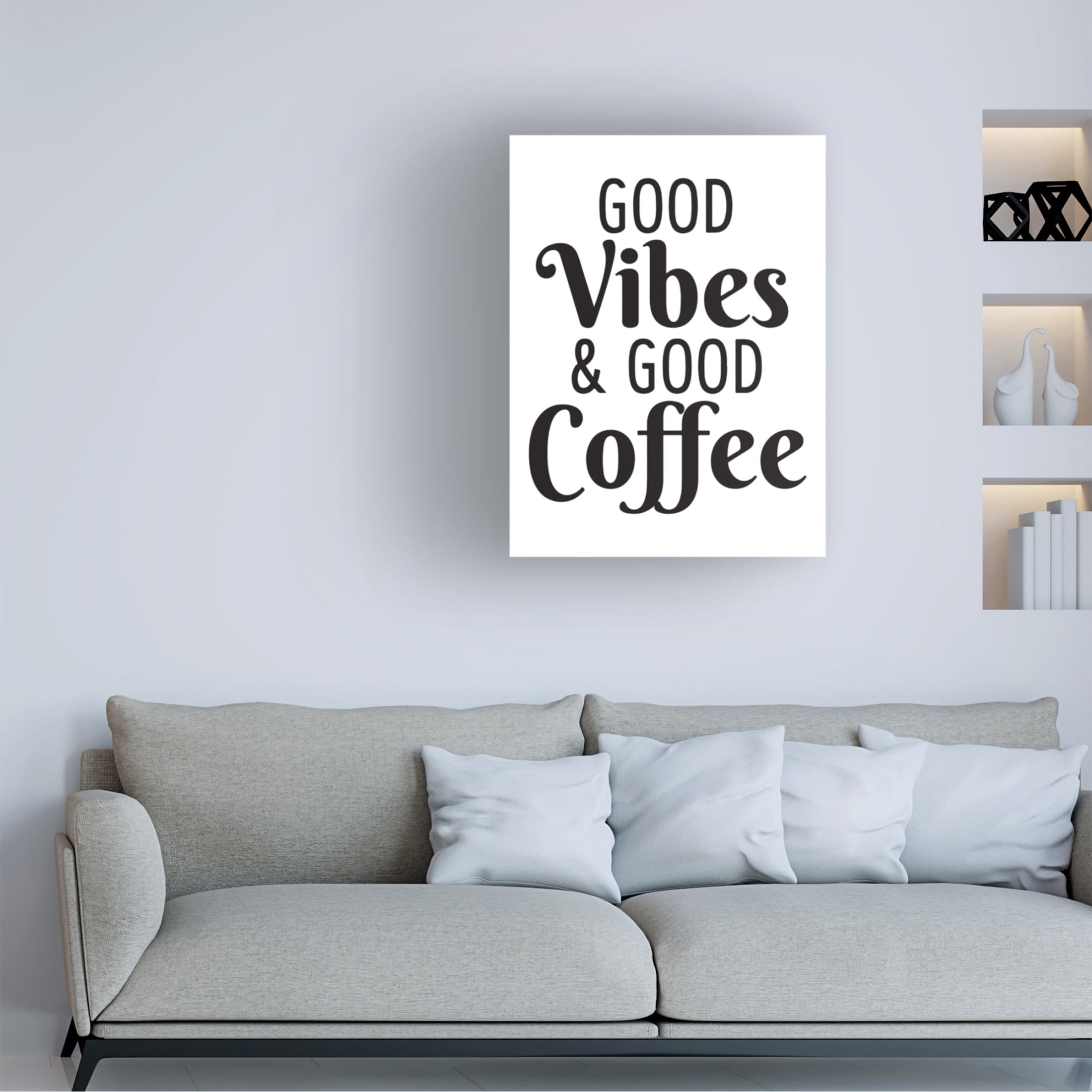 Canvas Wall Art - Jean Plout 'Coffee Typography C' Wall Art for Living Room, Bedroom, or Office Décor by Trademark Fine Art - 14 x 19 Inches