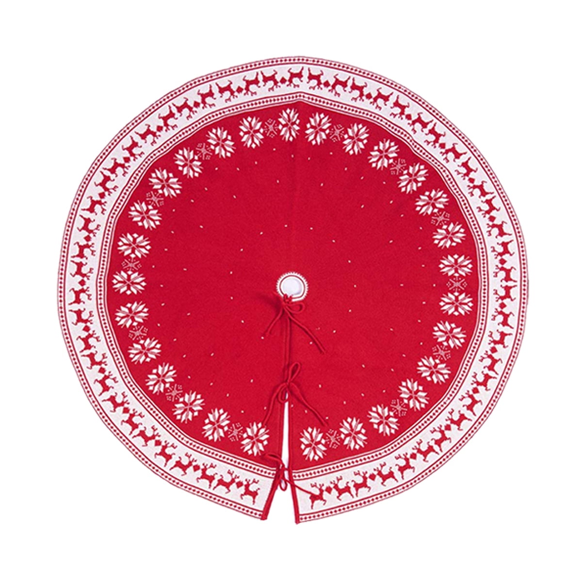 Sekkvy Red Christmas Tree Skirt 48" Rustic Christmas Large Knitted Xmas