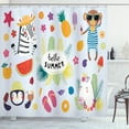 thumbnail image 1 of Ambesonne Summer Shower Curtain, Vacation Monkey Zebra Sunny, 69"Wx70"L, Pale Blue Multicolor, 1 of 3