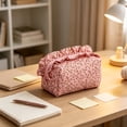 thumbnail image 4 of OCCOA Lace Floral Pen Bag Large Capacity Suitable for Outdoor Travel Handbag Makeup Bag Three-Dimensional Storage Pouch for Stationery Cosmetics, E, 4 of 5