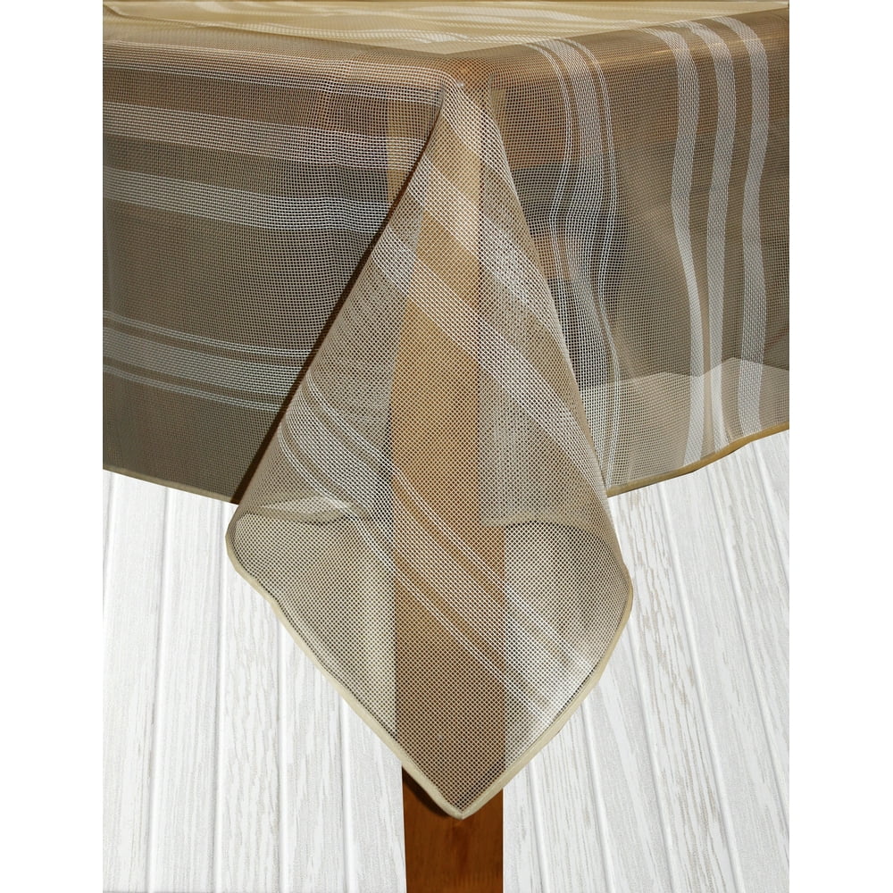 Lintex Linens Bistro Stripe Indoor/Outdoor Table Cloth, Sand Walmart