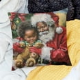 thumbnail image 3 of BANET Black Santas Throw Pillow Covers African American Santa Claus and Cushion Couch Cover for Living Room, Christmas Cat Pillowcase Short Plush 20x20in, 3 of 6