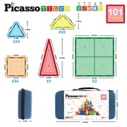 PicassoTiles 101PCS Magnetic Tile Building Blocks, STEM Toy Set with Storage Case, Educational Construction Kit for Kids 3+, Travel Carry Bin