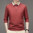 thumbnail image 6 of Men‘s Long Sleeve Turn-down Collar Waffle T-shirt Business Casual Contrast Line  Shirt, 6 of 7