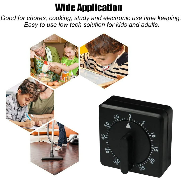 Etereauty Timer Kitchen Mechanical Cooking Clock Minute Wind Up Time Visual  60 Manual Countdown Management Baking Food Steaming 