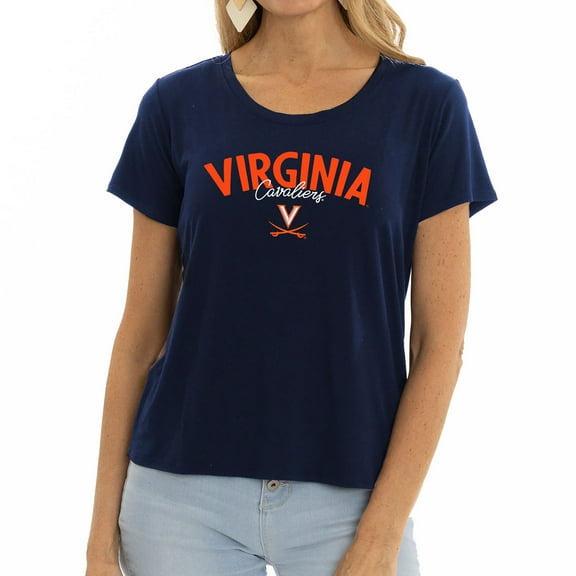 Women's Navy Virginia Cavaliers Scarlet Scoop Neck T-Shirt