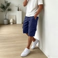 thumbnail image 4 of HKYNLAG Cargo Shorts for Men Lightweigh Casual Comfort Summer Pants Bermuda Shorts with Pockets Knee Length Outdoor Hiking Work Short Navy L, 4 of 5