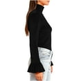 thumbnail image 5 of snilers Velvet Tops for Women Mock Neck Bell Sleeve Shirt Strech Slim Fit Going Out Top Spring Casual Basic T-Shirts S-2XL, 5 of 7