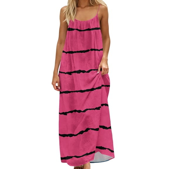 jtjvou Backless Cami Dresses for Women Sleeveless Solid Color Lounge Dress Spaghetti Strap Flowy Summer Loose Maxi Sundress Hot Pink XL