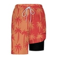 thumbnail image 6 of ZCFZJW Mens Swim Trunks with Compression Liner 2 in 1 Quick Dry Tropical Palm Tree Printed Summer Swimming Shorts Swimwear Bathing Suits with Pockets Red XXL, 6 of 6