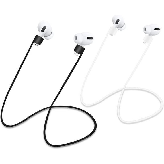 (2 Pack) Compatible for AirPods 1/2/3 Gen Pro Anti-Lost Straps (Black,White)