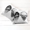 thumbnail image 6 of Ambesonne Black White Throw Pillow Cover 2 Pack, Funny Skull Band, 24", Black White, 6 of 7