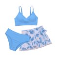 thumbnail image 1 of TiaoBug Kids Girls 3 Pcs Bikini Sets Spaghetti Straps Bra Brief With Swimskirts Bathing Suits Dusty Blue 10Y, 1 of 6