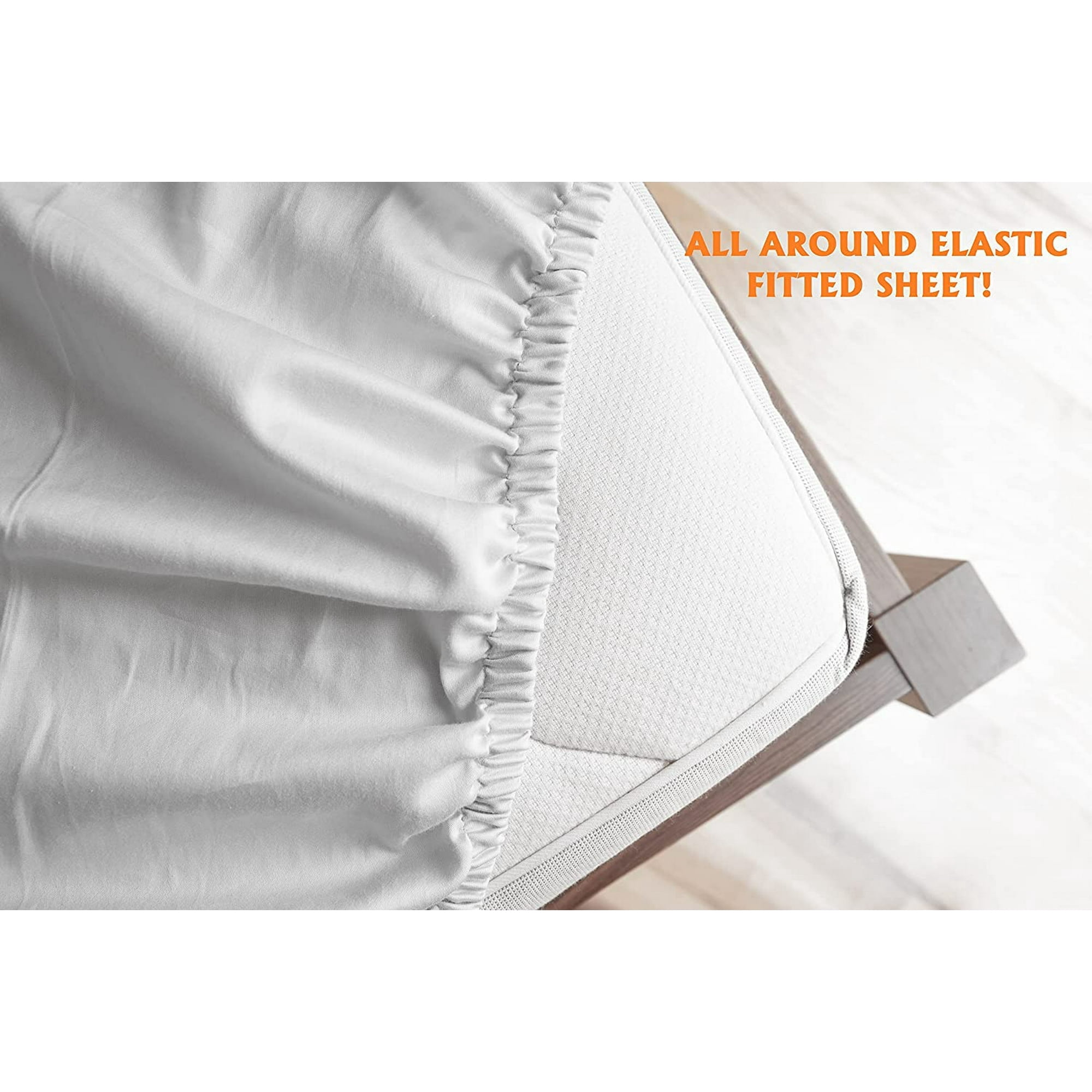 Fitted Sheet Wrinkle-Free 1500 Thread Count 1-Piece Fitted Sheet, Full Size, White